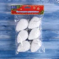 Ёлочные игрушки набор 6 шт. &laquo;Сосулька - пушинка&raquo;, 4&times;6 см, белый