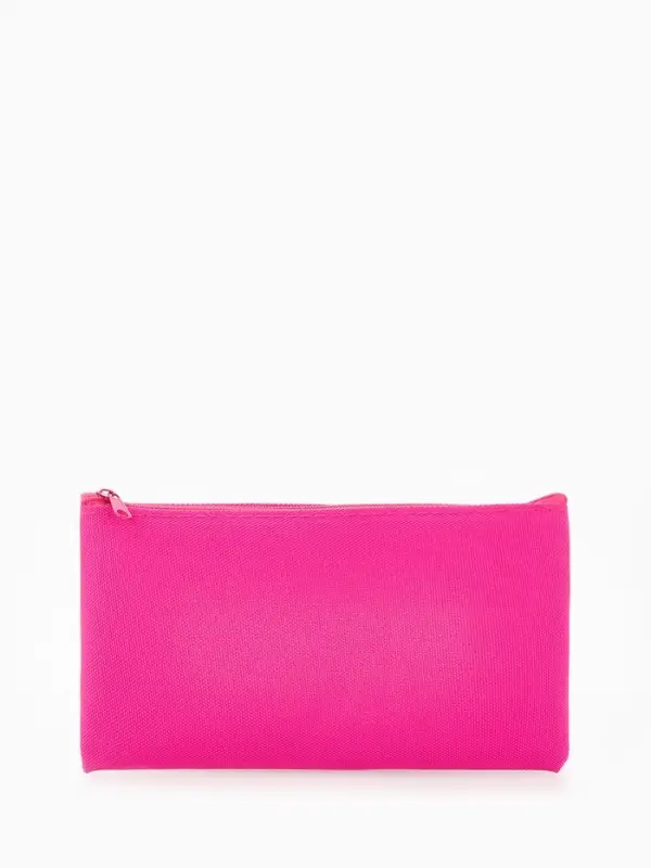 Косметичка-пенал на молнии, плоская, маленькая, однотонная, малиновая