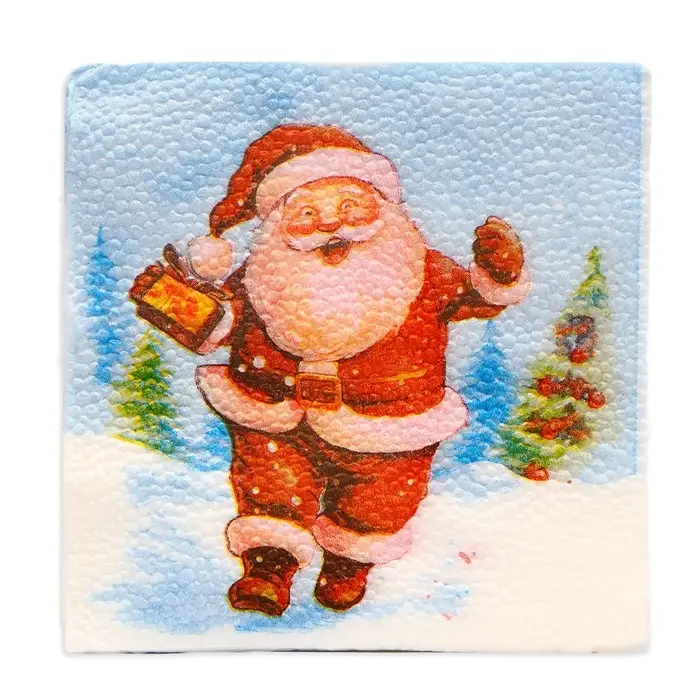 Салфетки новогодние бумажные Мой выбор «Весёлый Дед Мороз» 1 слой, 24х24 см, 50 шт