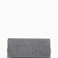 Сумка-клатч женская вечерняя на магните, на цепочке, блестящая, серебристая