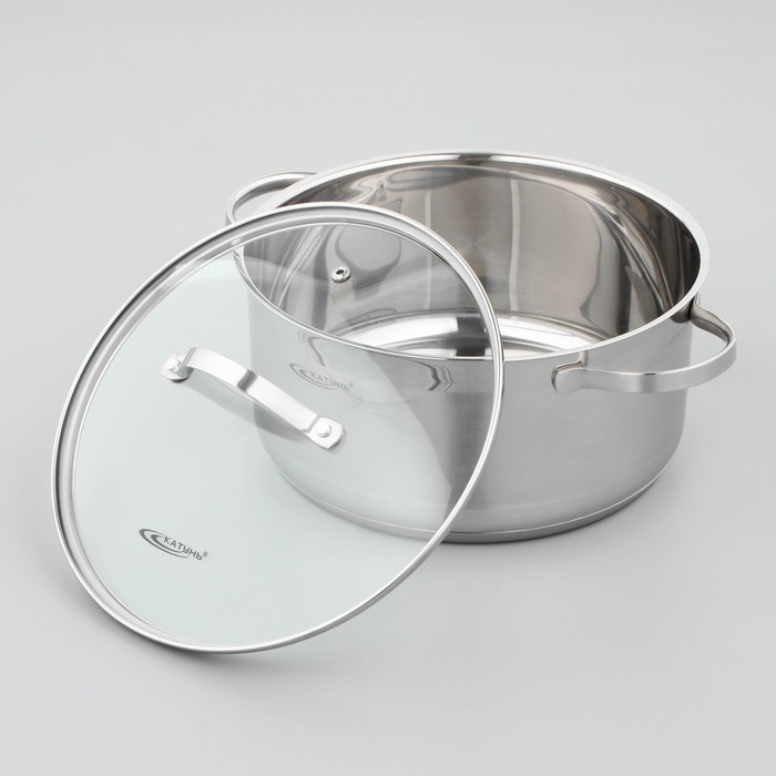 Кастрюля «Альта», 5,2 л, d=24 см, капсульное дно, стеклянная крышка, индукция Кастрюля «Альта», 5,2 л, d=24 см, капсульное дно, стеклянная крышка, индукция