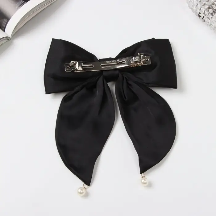 Заколка - автомат для волос QF &laquo;Джулия&raquo;, двойной бант, 18&times;15 см, чёрная