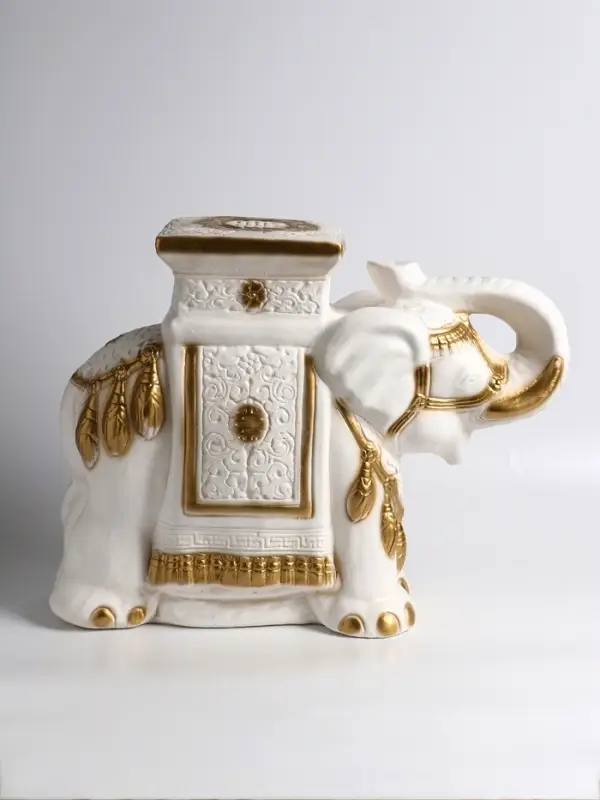 Фигура - подставка для мелочей &laquo;Слон&raquo;, столик, гипс, бело-золотой, 21&times;54&times;43 см