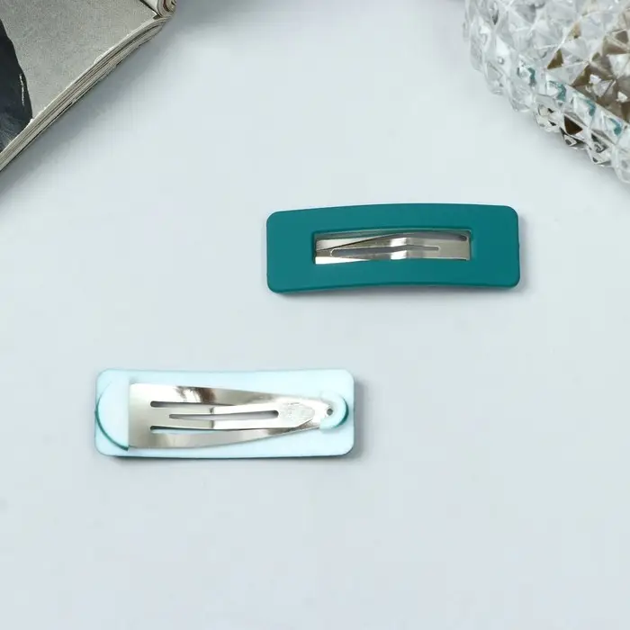 Невидимки для волос «Адели», набор 2 шт., матовый прямой, 5 см, зелёные Невидимки для волос «Адели», набор 2 шт., матовый прямой, 5 см, зелёные