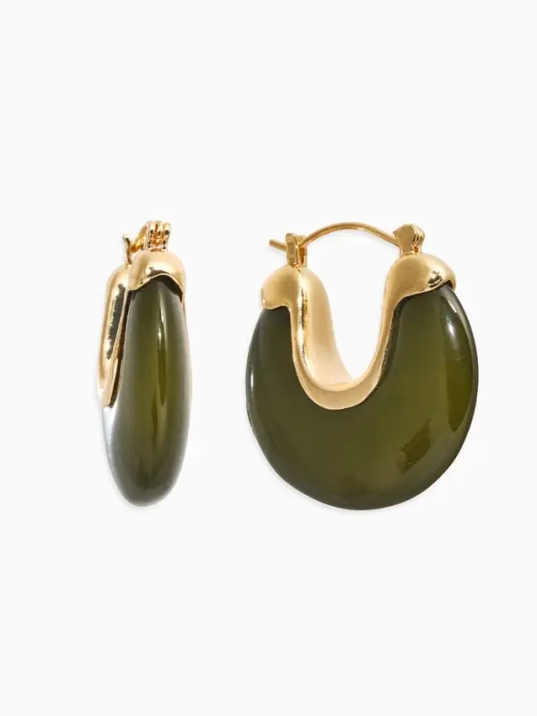 Серьги большие &laquo;Стиль. Подкова&raquo;, акрил, зелёные в золоте