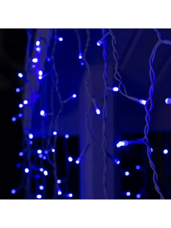 Гирлянда &laquo;Бахрома&raquo; 3&times;0.9 м, IP44, УМС, белая нить, 232 LED, свечение синее, 220 В