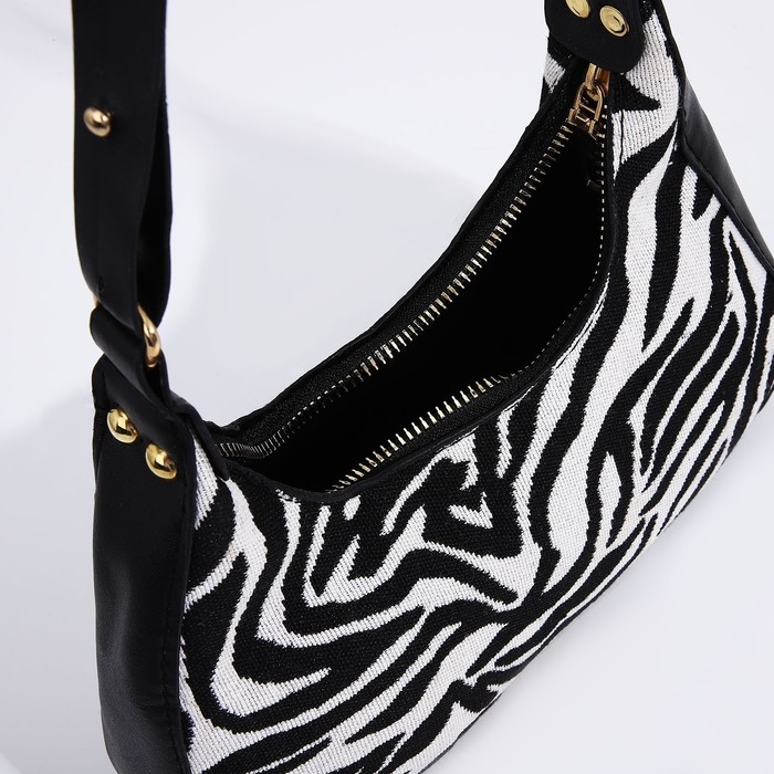 Сумка женская текстильная, 20х23х5.5 см, зебра Сумка женская текстильная, 20х23х5.5 см, зебра