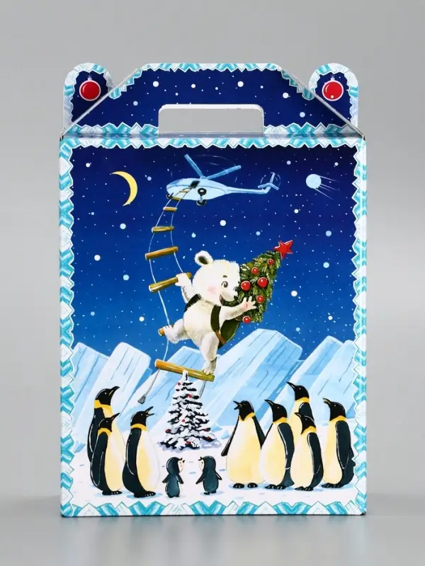 Подарочная новогодняя коробка «Пингвины», для сладких подарков, 16.8×7×25 см Подарочная новогодняя коробка «Пингвины», для сладких подарков, 16.8×7×25 см