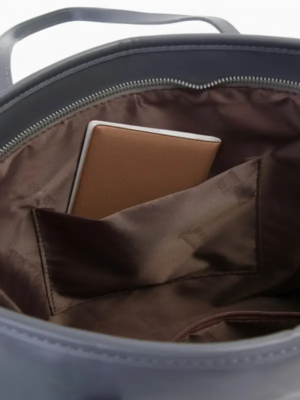 Сумка-шопер женская на молнии, размер 30.5&times;12&times;27 см, однотонная, серая