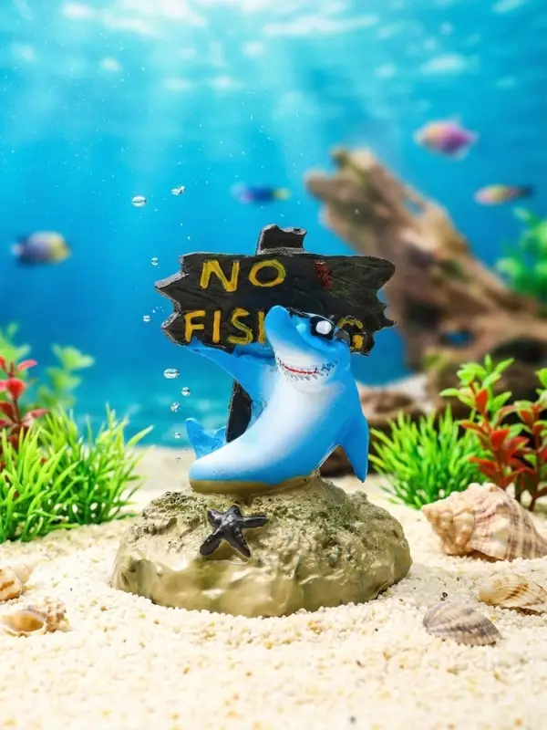 Декор для аквариума &laquo;Нет рыбалке - акула&raquo;, 10 см