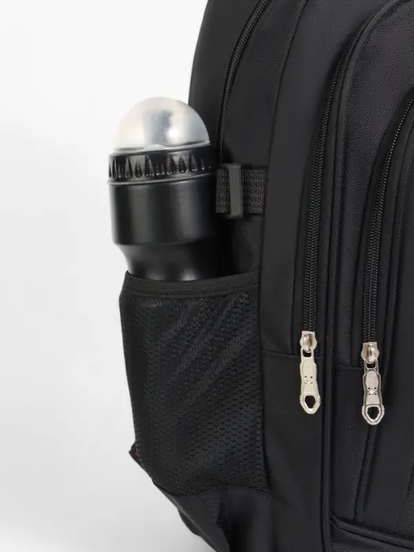 Рюкзак школьный на молнии, с карманами, однотонный, 31&times;14&times;46 см, чёрный