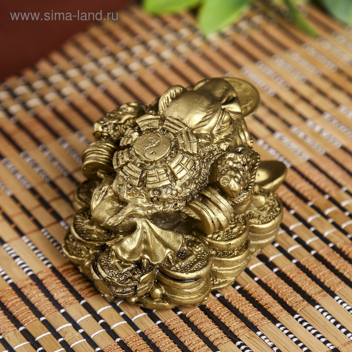 Нэцке полистоун бронза  Нэцке полистоун бронза "Денежная жаба инь-ян со слитками золота" 4,8х6,5х8,5 см