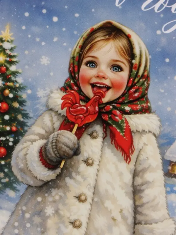 Открытка &laquo;С Новым Годом!&raquo;, девочка, 15&times;15 см