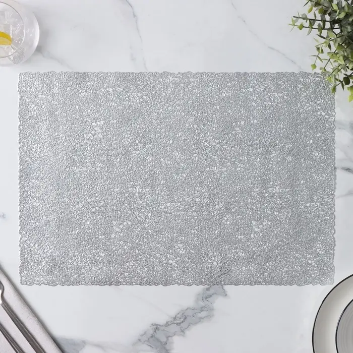 Салфетки сервировочные на стол Доляна &laquo;Соломка&raquo;, 30&times;45 см, 4 шт., серебряные