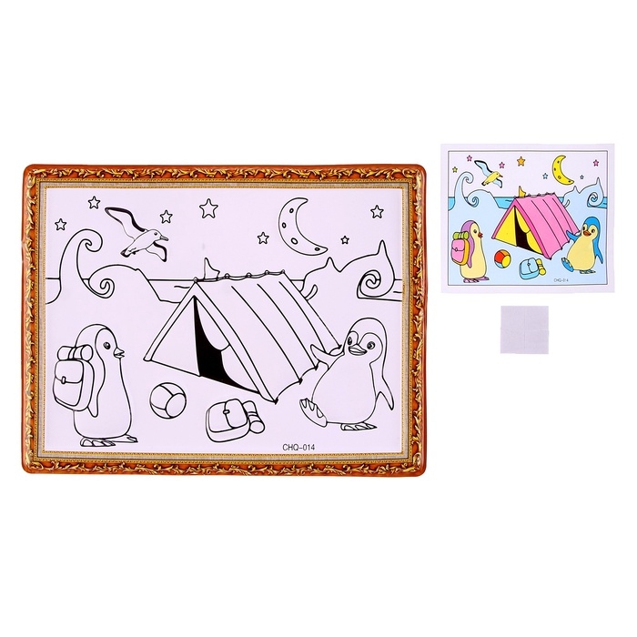 Набор для творчества: гравюра детская и раскраска объёмная из пластика «Пингвин»