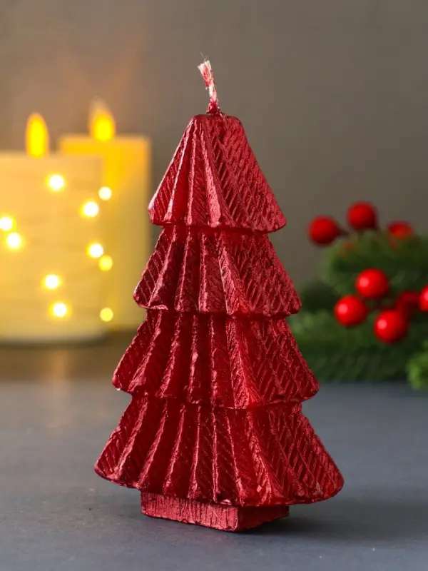Свеча "Ёлка геометрия" 80*120 мм, лак, красная