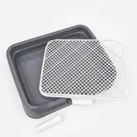 Туалет для собак 48 х 39 х 8,5 см с бортами, съёмной решеткой и столбиком, серый