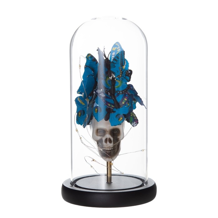 Ночник колба Ночник колба "бабочки и череп" LED от батареек 3хААА 11х11х22,5 см RISALUX