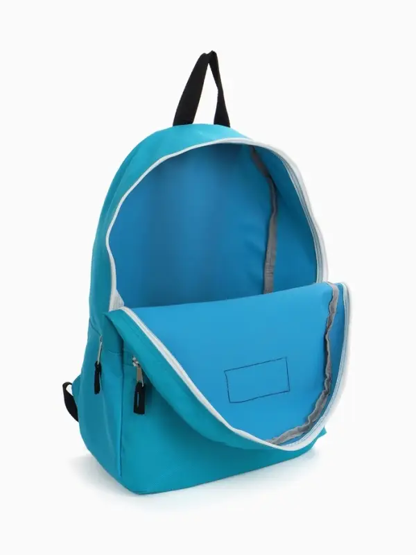 Рюкзак молодёжный на молнии, с карманом, однотонный, размер 29&times;12&times;39 см, голубой