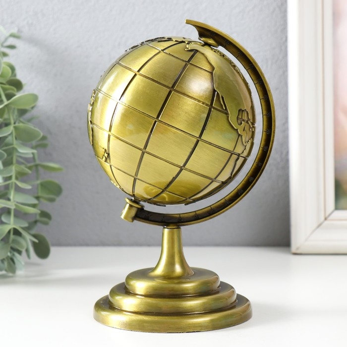 Сувенир металл  Сувенир металл "Глобус" золото 10,5х11х18,5 см