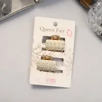 Крабики для волос QF &laquo;Либерти&raquo;, набор 2 шт., геометрия прямой, 2.5 см, золотистый