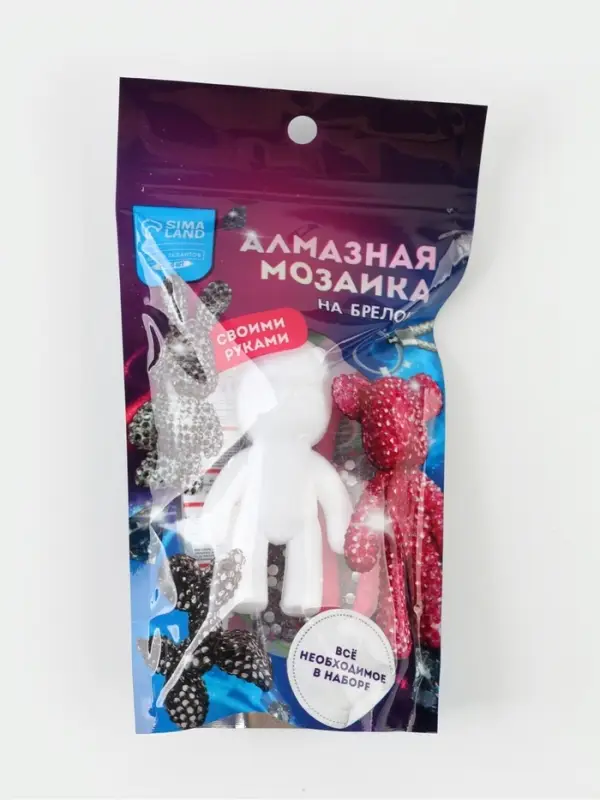 Алмазная мозаика на брелоке &laquo;Мишка&raquo;, розовый