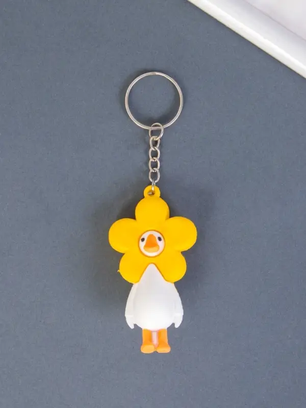 Брелок для ключей на кольце &laquo;Утёнок в карнавальной шапке&raquo;, резина, 2.4&times;1.5&times;6.4 см, МИКС