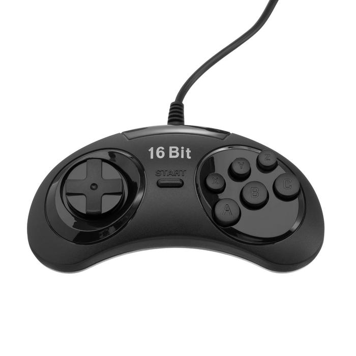 Геймпад для Sega 16-bit, 6 кнопок, 2 шт в комплекте, черный Геймпад для Sega 16-bit, 6 кнопок, 2 шт в комплекте, черный