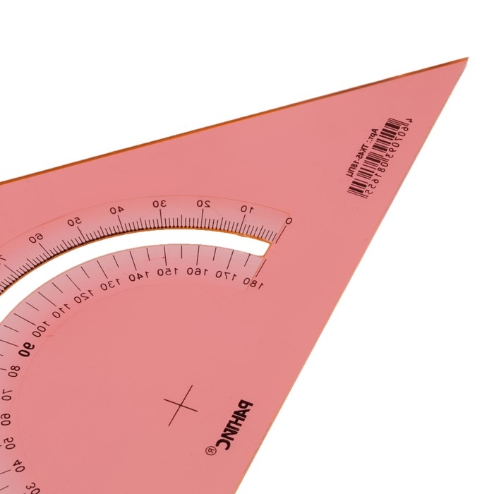 Набор треугольников 3 штуки, Calligrata, 45 градусов, катет 18 см, с транспортиром, прозрачный, МИКС Набор треугольников 3 штуки, Calligrata, 45 градусов, катет 18 см, с транспортиром, прозрачный, МИКС