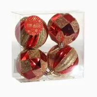 Ёлочные игрушки &laquo;Праздничный блеск&raquo;, d=8 см, набор 4 шт., красно-золотой