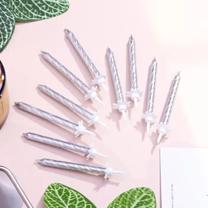 Свечи в торт &laquo;Спираль&raquo;, 6 см, серебряные, набор 10 штук