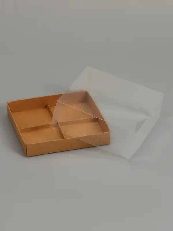 Коробка для муссовых пирожных 4 штуки, 17&times;17&times;6 см, крафт