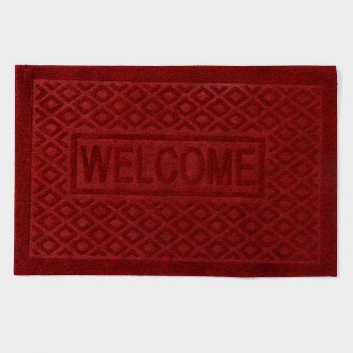 Коврик придверный Доляна Welcome, ромбы, влаговпитывающий, без окантовки, 38&times;58 см, цвет МИКС