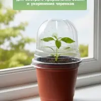 Горшок для рассады, с крышкой, 300 мл, d=9.5 см, h=8 см, мягкий пластик, терракот, Greengo