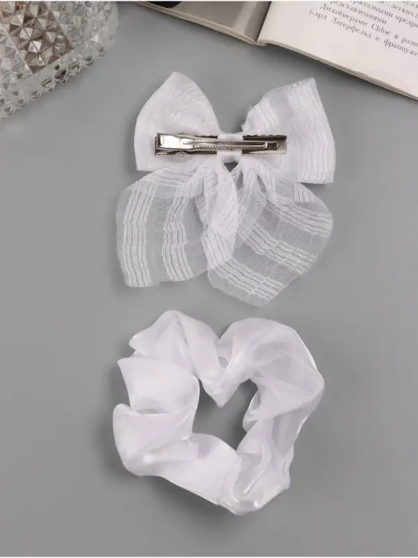 Набор для волос Выбражулька &laquo;Школьница&raquo;, резинка 10 см, зажим 9 см, полоски объём, белый