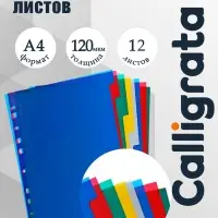 Набор разделителей листов А4 Office-2000, 12 листов без индексации, цветные, пластик 120 мкм