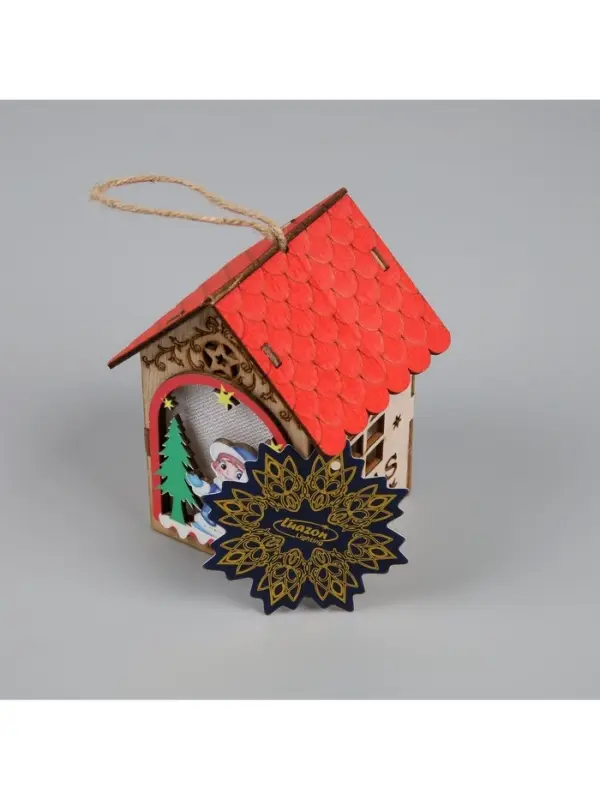 Ёлочная игрушка &laquo;Домик со Снегурочкой&raquo;, 11&times;8.5&times;7.5 см, 1 LED, от батареек, свечение тёплое белое