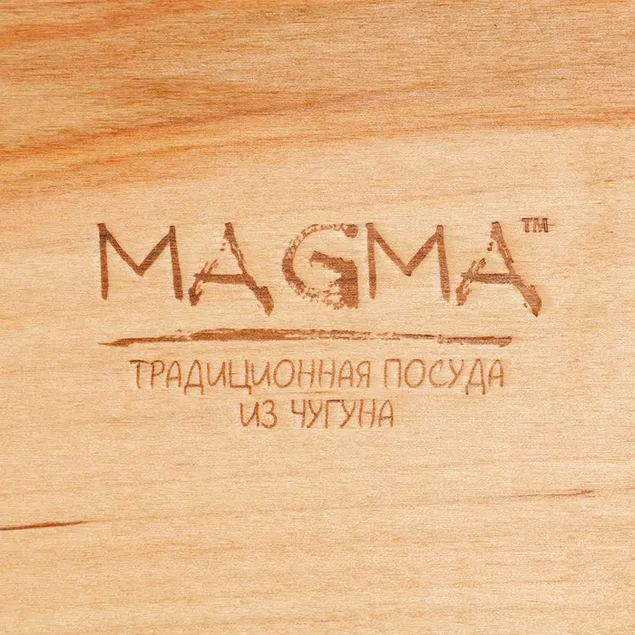 Сковорода Magma &laquo;Ханой&raquo;, 23&times;13.5&times;3.5 см, на деревянной подставке, индукция, чугун, чёрная