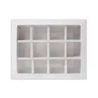 Коробка для 12 конфет, белая, 19&times;15&times;3.5 см