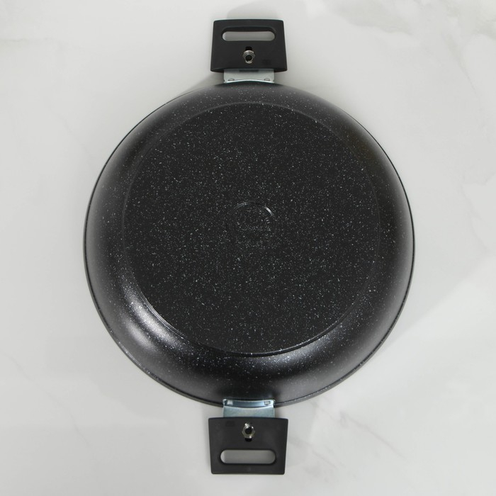 Сотейник, d=30 см, съёмные ручки, стеклянная крышка, антипригарное покрытие, цвет тёмный мрамор Сотейник, d=30 см, съёмные ручки, стеклянная крышка, антипригарное покрытие, цвет тёмный мрамор