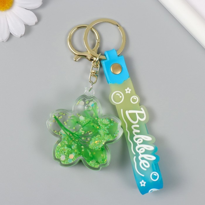 Брелок пластик с карабином, ремешком Брелок пластик с карабином, ремешком "Цветочек с ракушками" водный с декором 1,8х5,3х5,6 см 104732