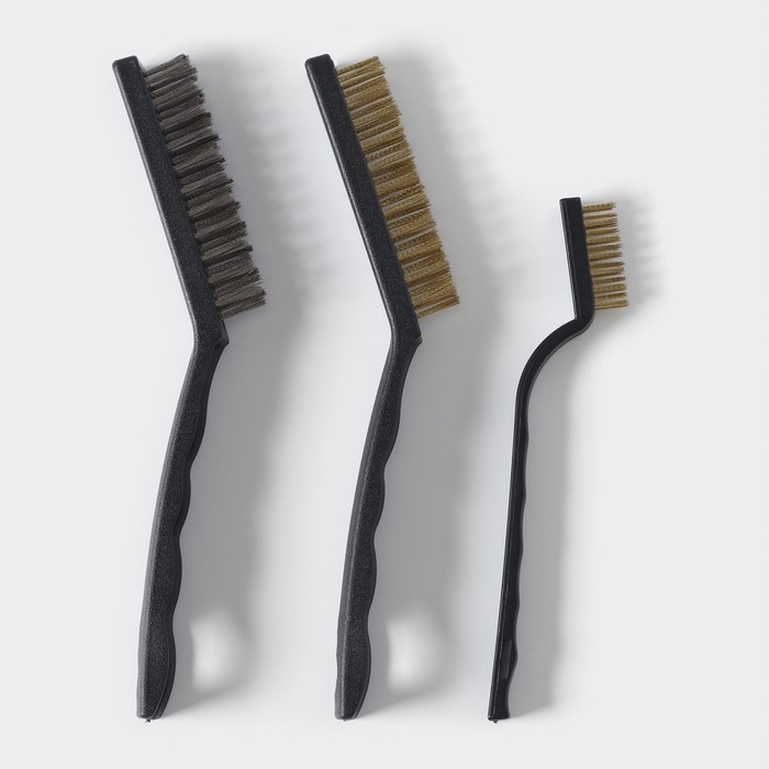 Набор щёток универсальных Доляна, 3 шт: 2 шт - 21×2×2,5 см, 1 шт - 16,5×1×1,8 см, цвет чёрный Набор щёток универсальных Доляна, 3 шт: 2 шт - 21×2×2,5 см, 1 шт - 16,5×1×1,8 см, цвет чёрный