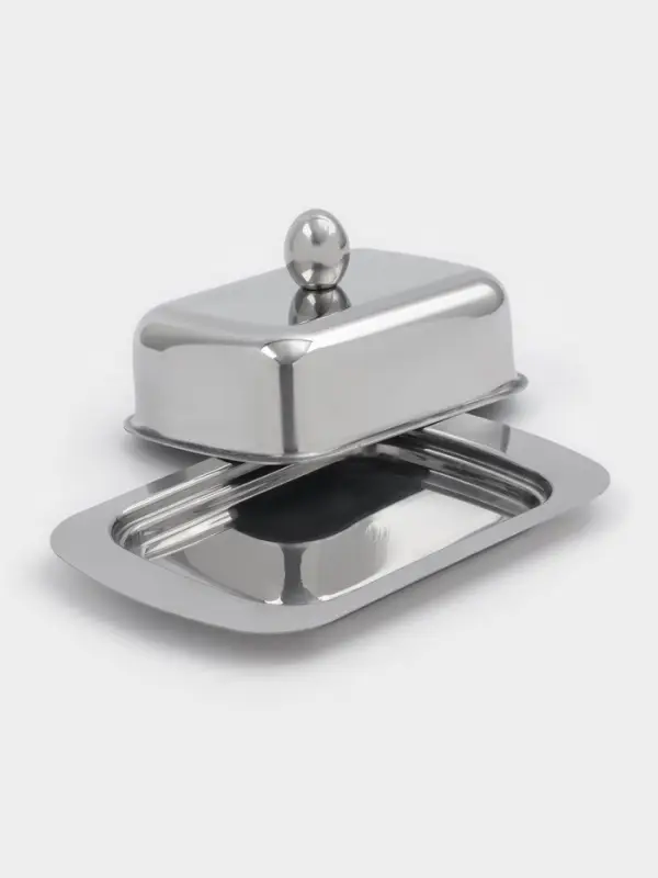 Маслёнка, 18.5&times;12.3&times;8 см, нержавеющая сталь, серебристая