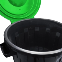 Бак для отходов 60л пластик, черный с зел. крышкой М 2393