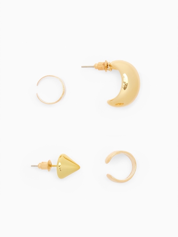 Набор серьги и каффы 4 шт. «Фигуры» объёмные, цвет золото