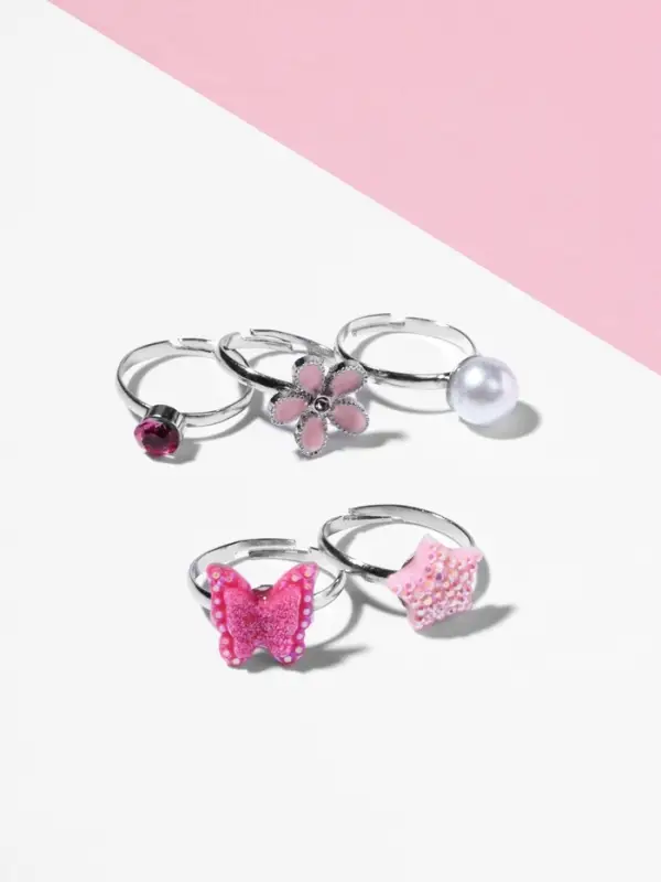 Набор детских колец &laquo;Выбражулька. Красота&raquo;, 5 шт. розовый, безразмерные