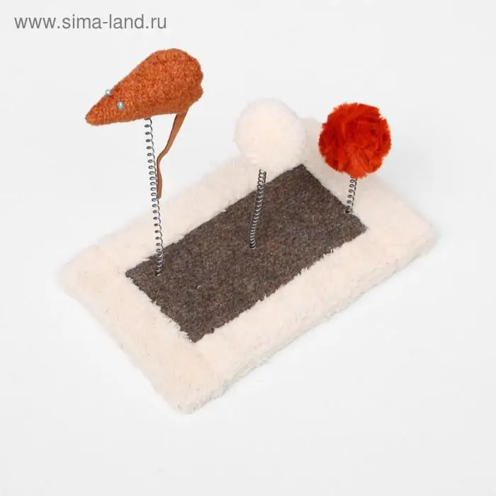 Игрушка для кошек с 3 дразнилками и когтеточкой, 27 х 15,5 х 25 см  микс цветов Игрушка для кошек с 3 дразнилками и когтеточкой, 27 х 15,5 х 25 см  микс цветов