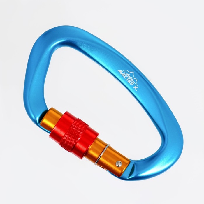 Карабин с муфтой, 10х6 см, 25 KN, голубой Карабин с муфтой, 10х6 см, 25 KN, голубой