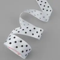 Лента атласная &laquo;Горошек&raquo;, 40 мм, 23&plusmn;1 м, белая №001