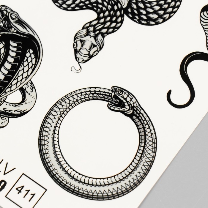 Новогодня татуировка на тело Новогодня татуировка на тело "Змея, череп" 10х15 см